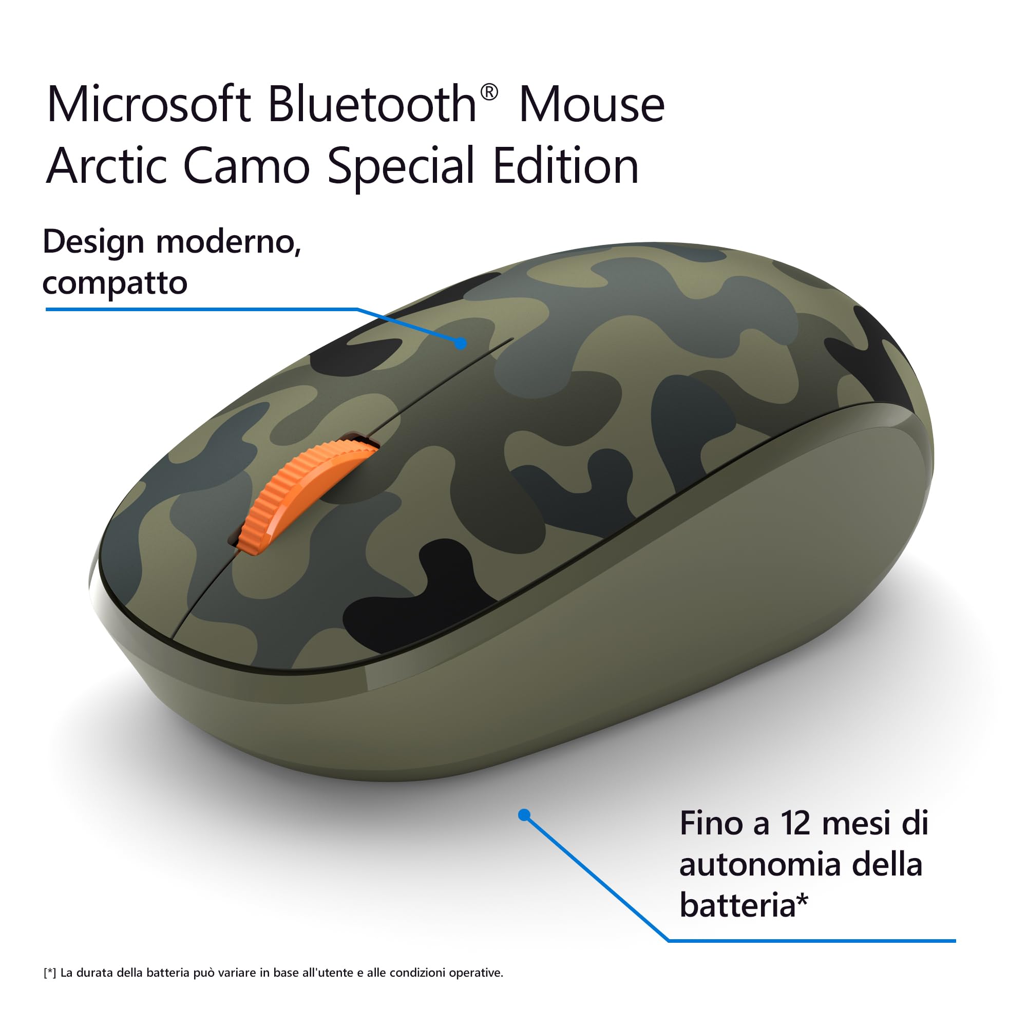 Souris Bluetooth Microsoft Camouflage, verte Souris Bluetooth Microsoft Camouflage, verte